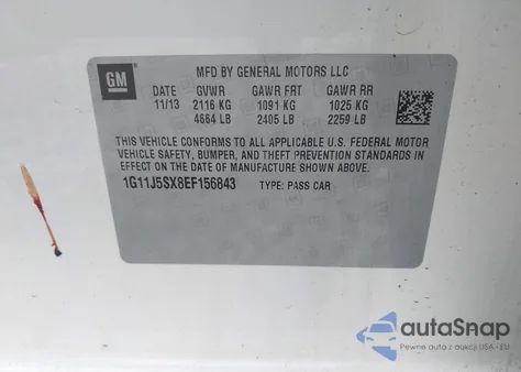 2014 Chevrolet Malibu Ltz from USA, damaged, VIN 1G11J5SX8EF156843